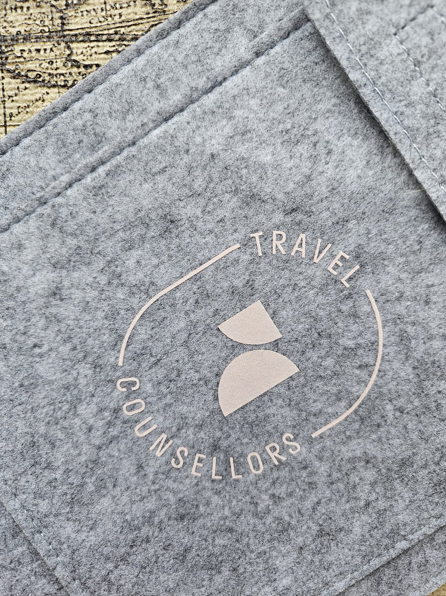 Double Pocket Light Grey with Oval Logo in Light Cherry