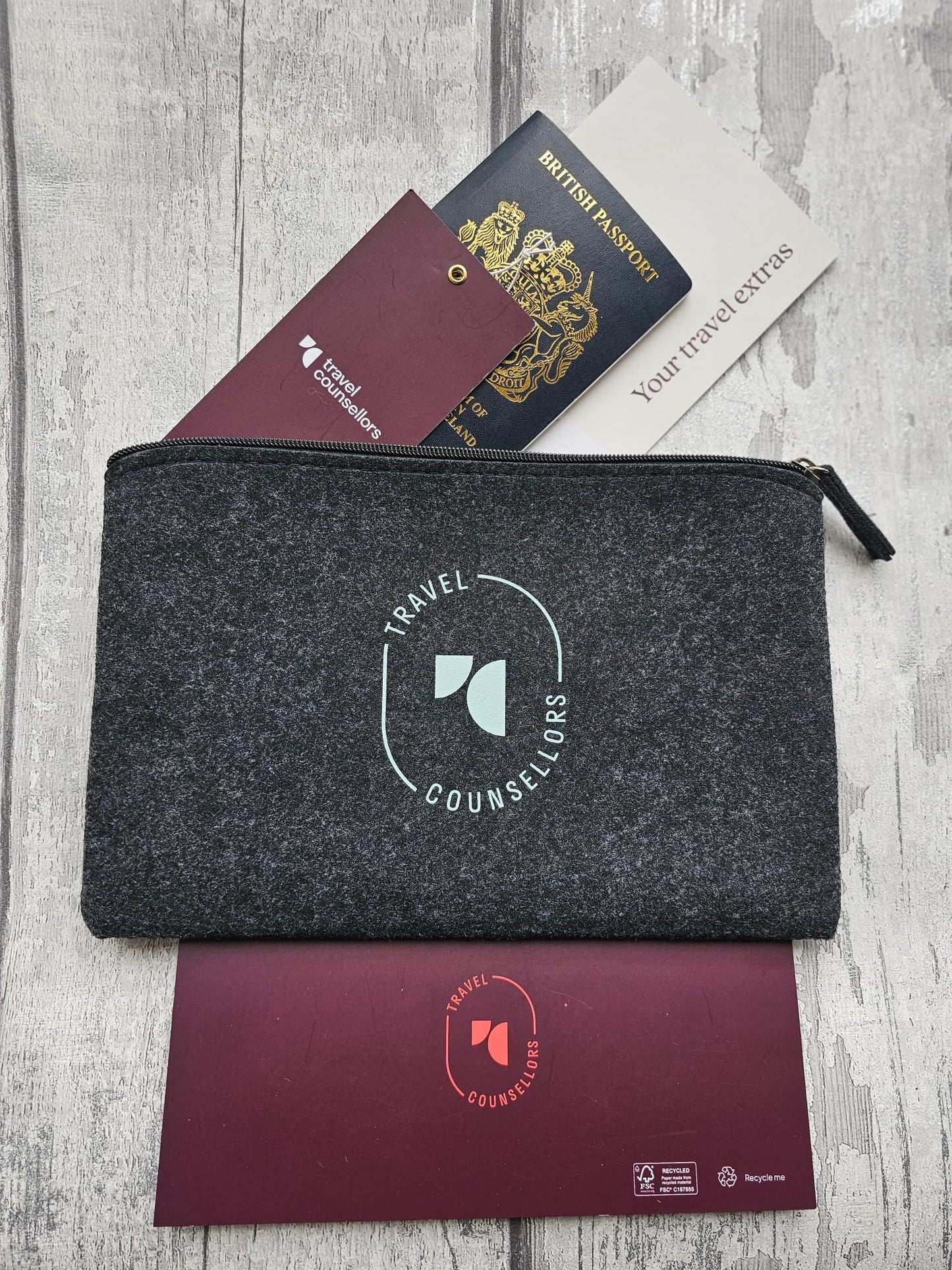 Zip Up Wallet Charcoal with Oval Logo in Light Amazon