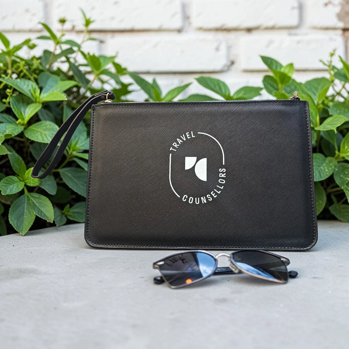 Luxury Travel Pouch - Various Colours - Choice of Logo Designs with Optional Personalisation