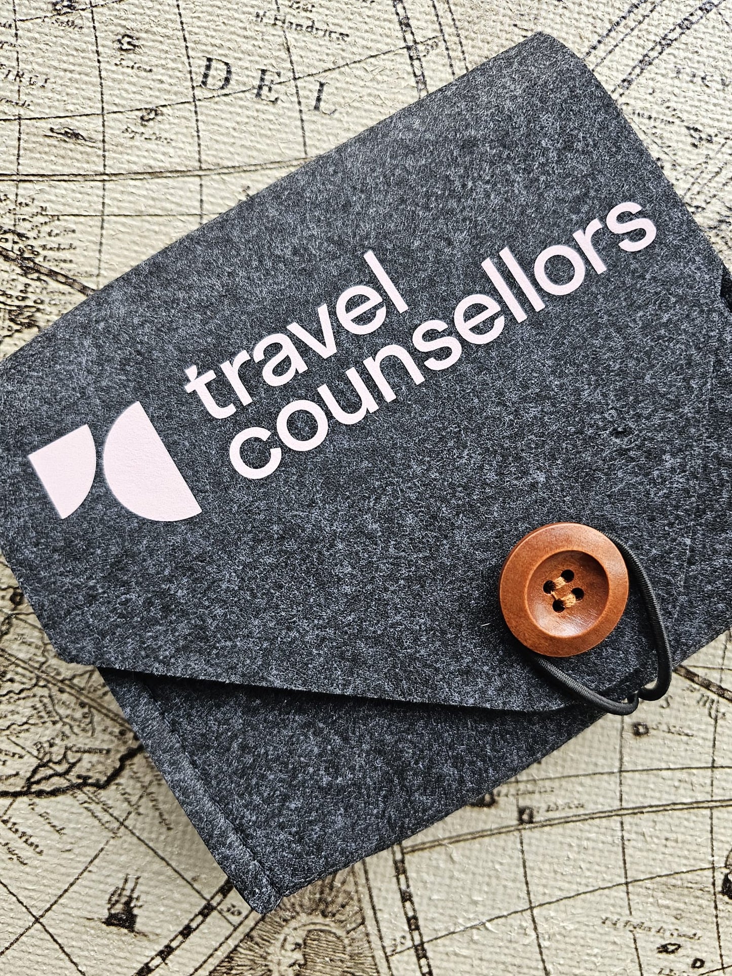 Felt Tech Storage Case Charcoal (Double Pocket with Button) Primary Logo
