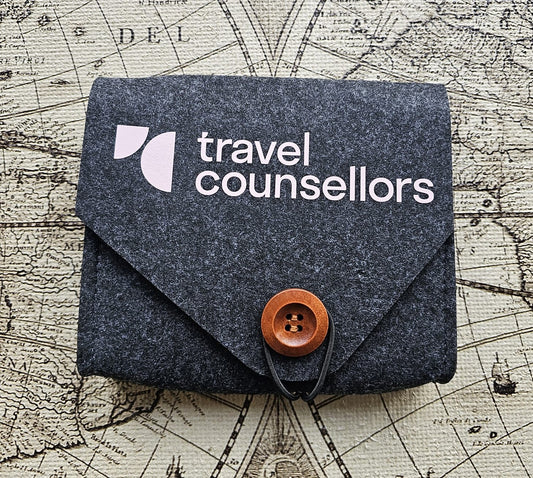 Felt Tech Storage Case Charcoal (Double Pocket with Button) Primary Logo