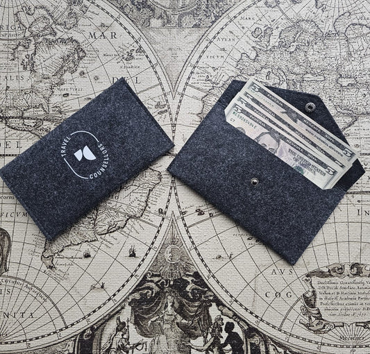 Charcoal Currency Wallet Oval Logo