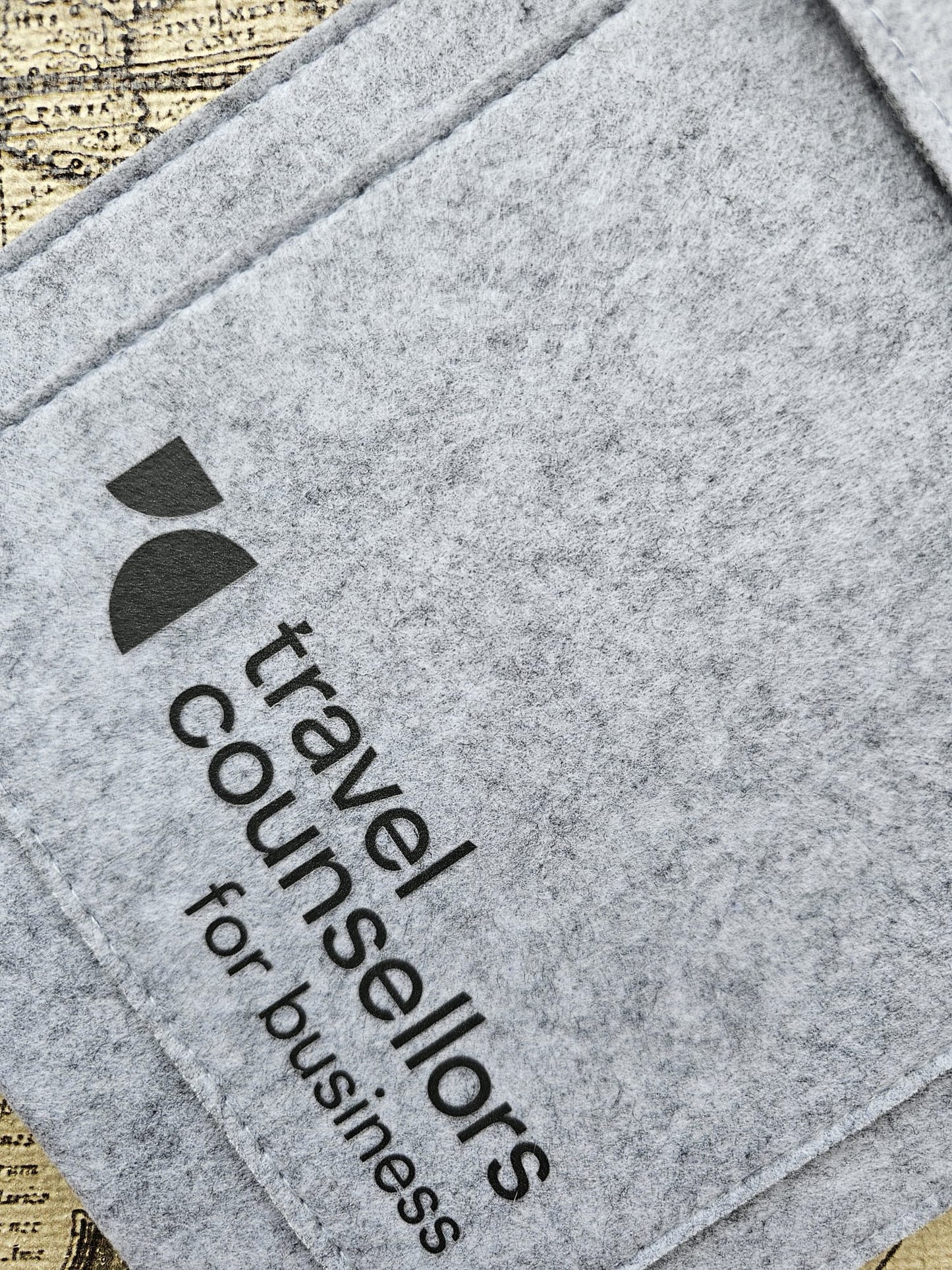 Double Pocket Light Grey Travel Counsellors For Business Black Logo