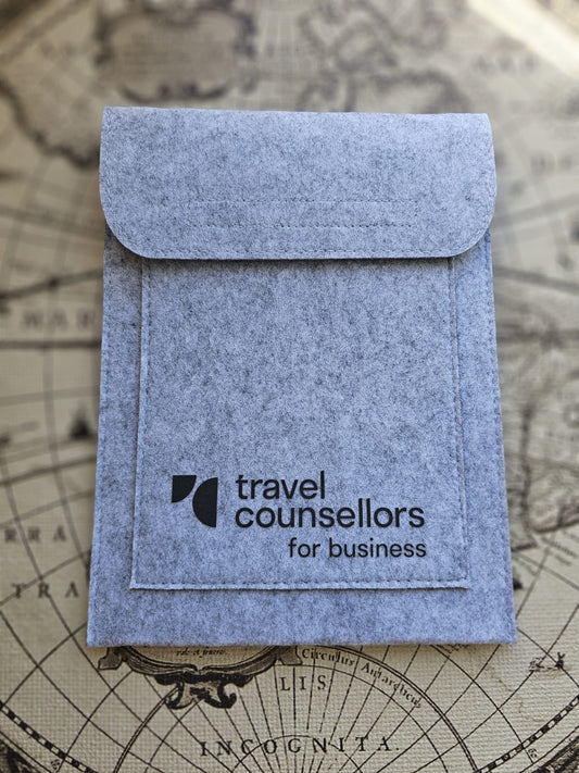 Double Pocket Light Grey Travel Counsellors For Business Black Logo