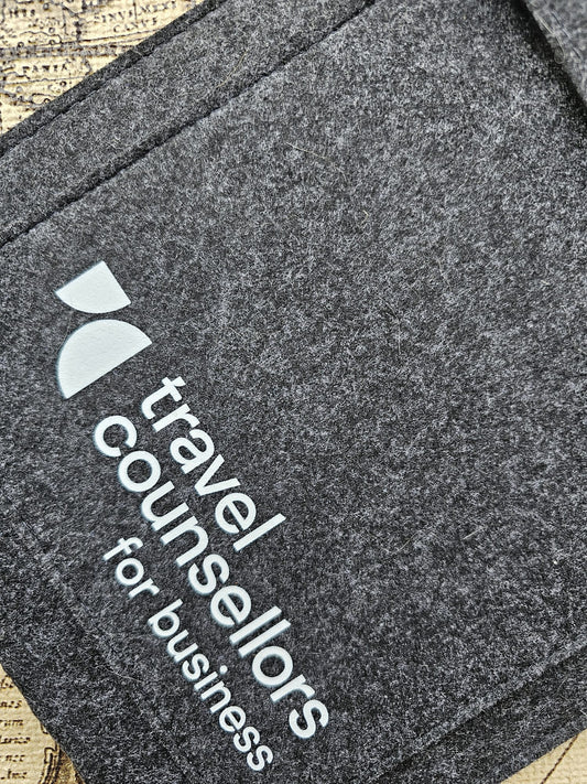 Double Pocket Charcoal Travel Counsellors For Business White Logo