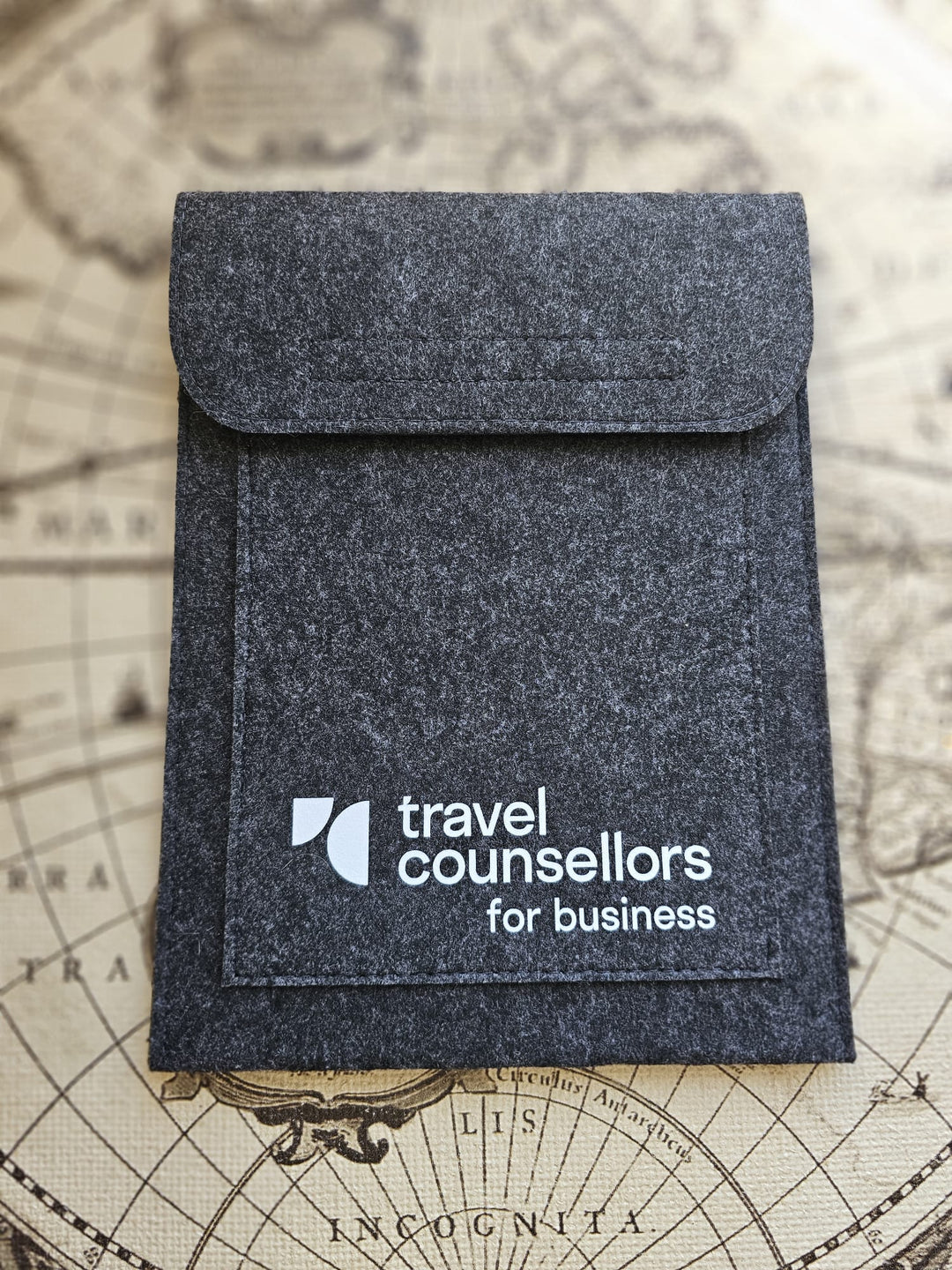 Double Pocket Charcoal Travel Counsellors For Business White Logo