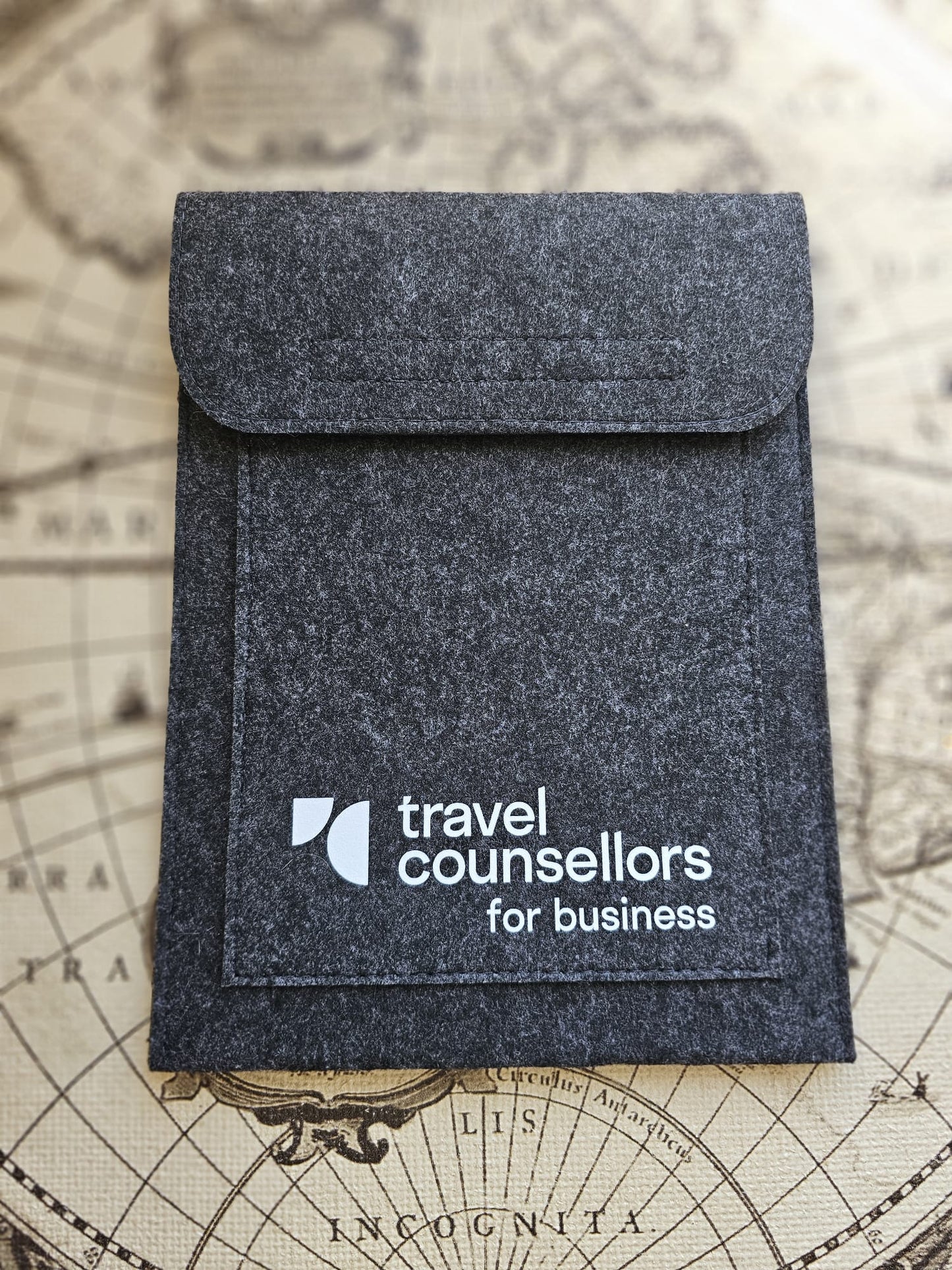 Double Pocket Charcoal Travel Counsellors For Business White Logo