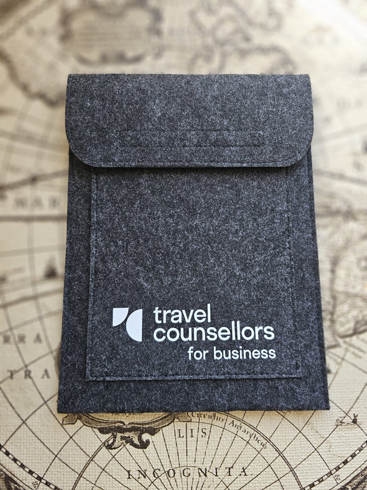 Double Pocket Charcoal Travel Counsellors For Business White Logo
