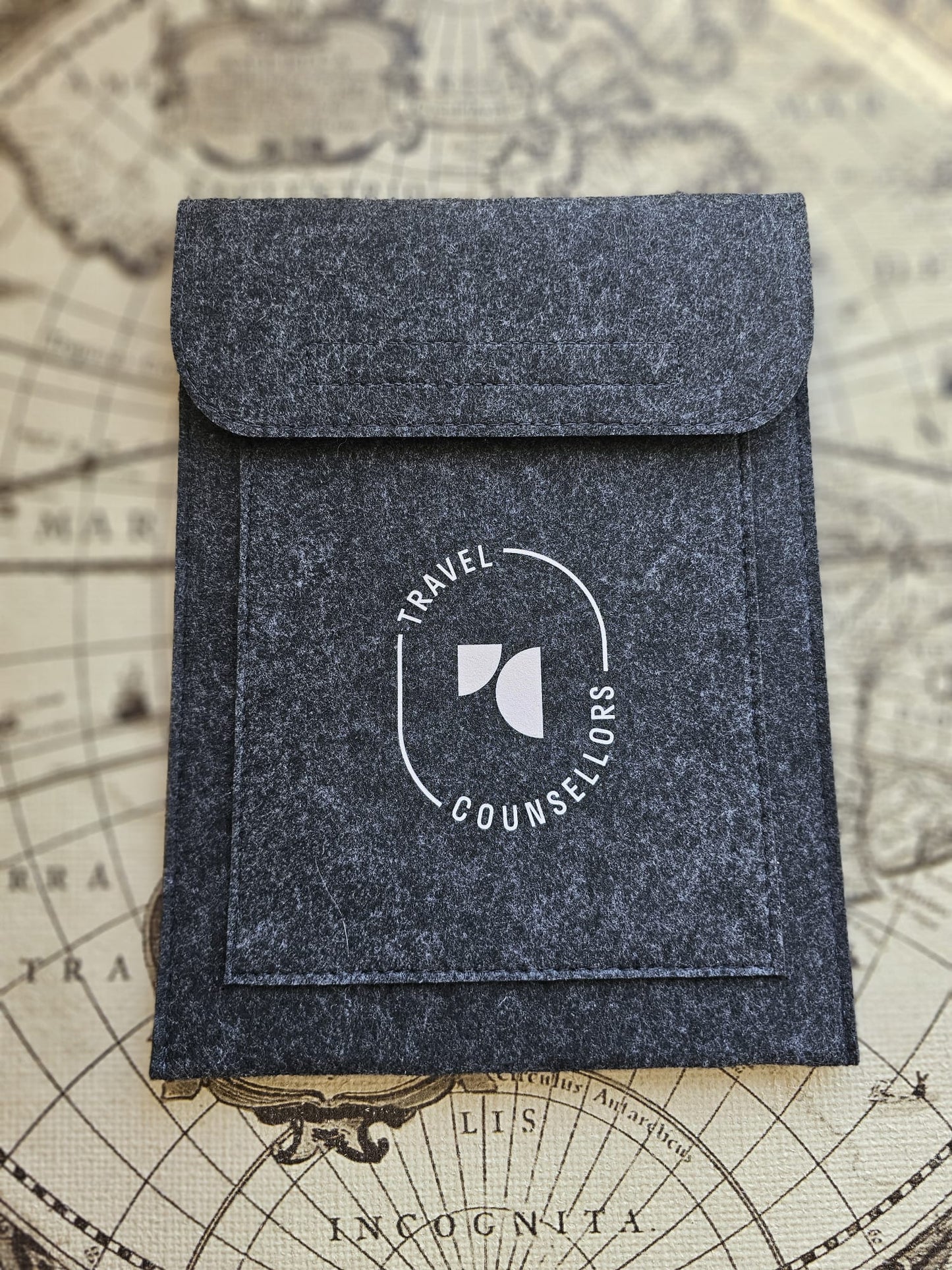 Double Pocket Charcoal with Oval Logo in Light Cherry
