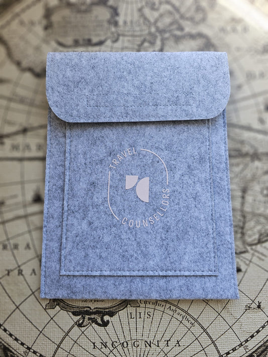 Double Pocket Light Grey with Oval Logo in Light Cherry