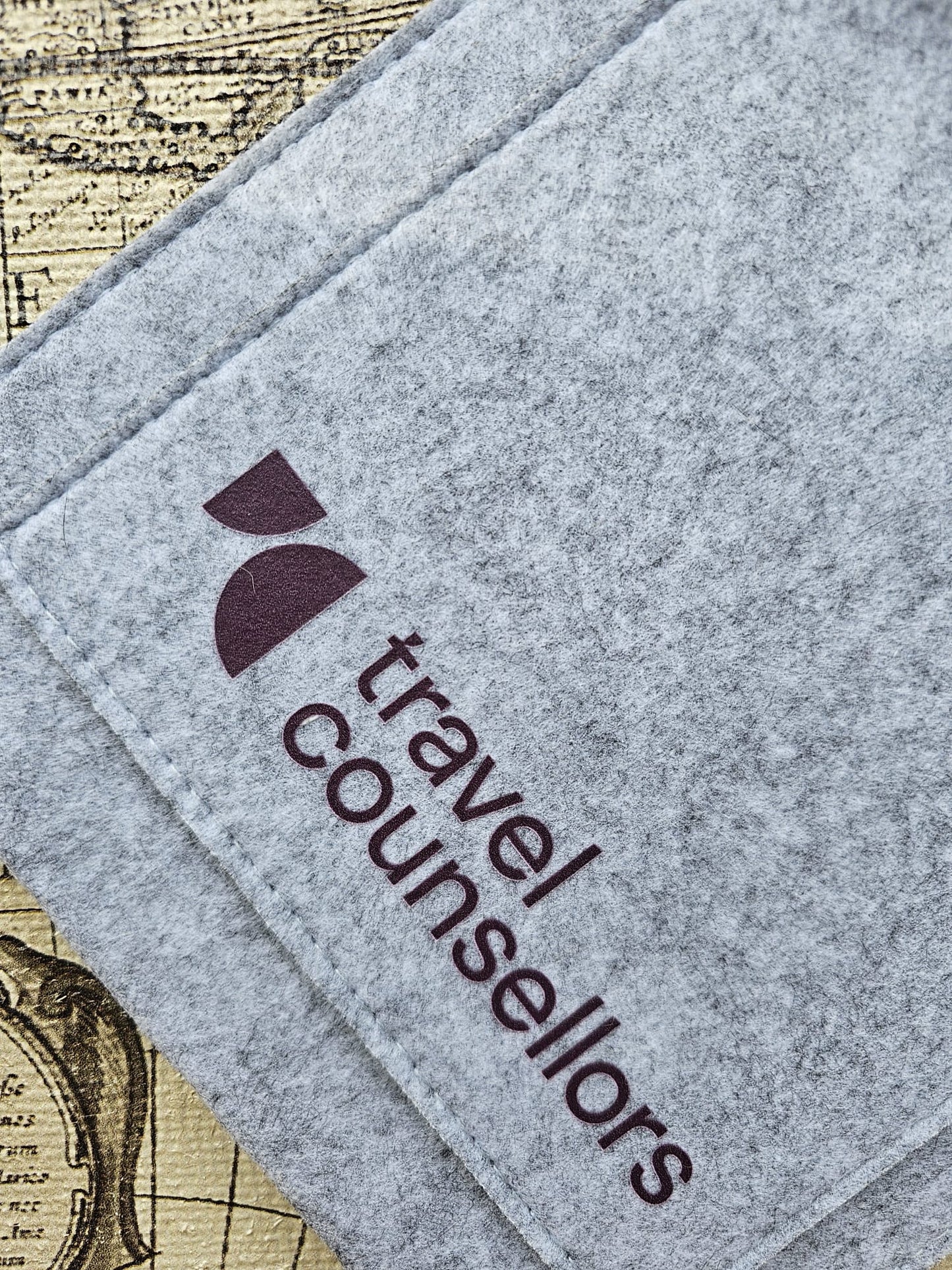 Double Pocket Light Grey with Primary Logo in Dark Cherry