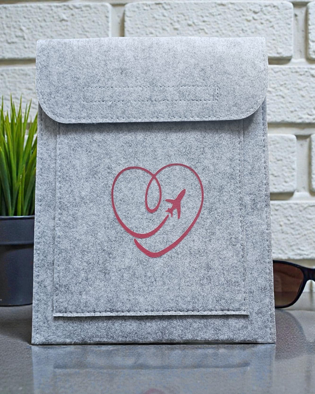 Double Pocket Wallet in Light Grey  - Choose your logo design and colour