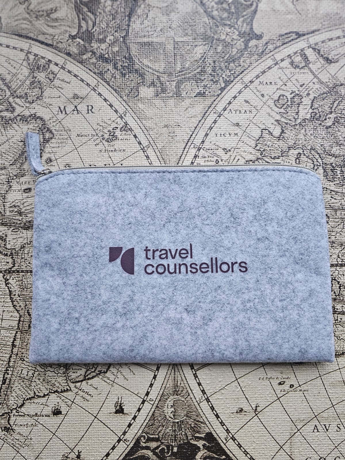 Personalised Double Pocket  or Zip Up Wallet in Light Grey  - "Globe"