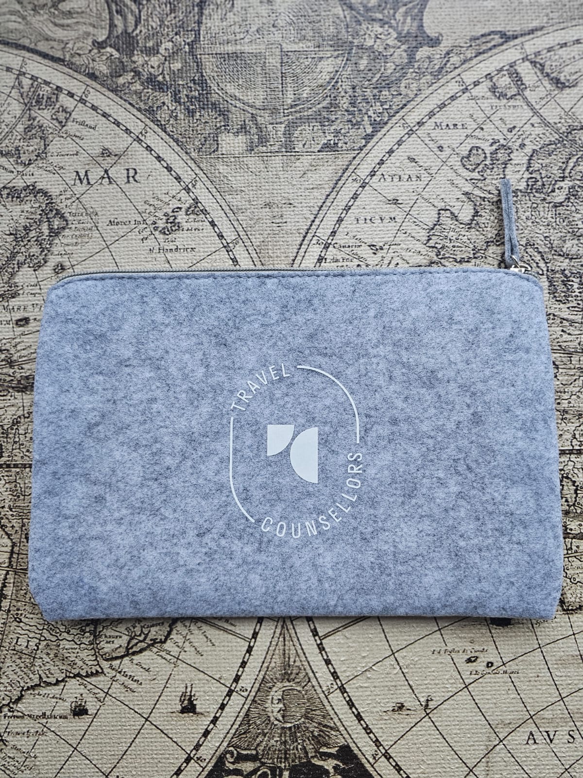 Personalised Double Pocket  or Zip Up Wallet in Light Grey  - "Compass"