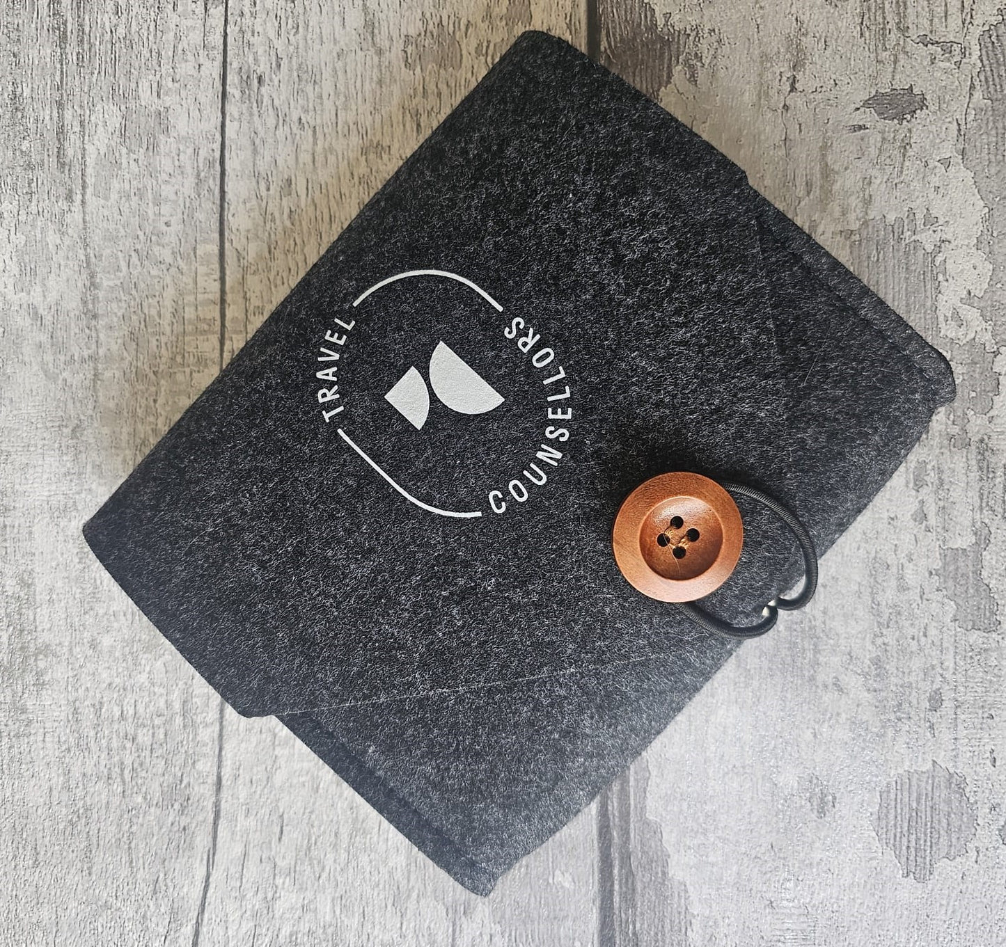 Felt Tech Storage Case Charcoal (Double Pocket with Button) Oval Logo