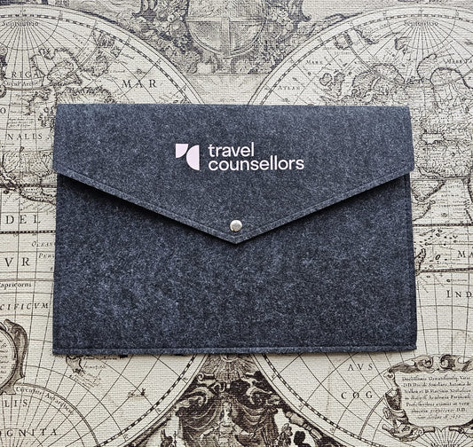 Charcoal Felt Wallet for iPad/Tablets/Slim Laptops
