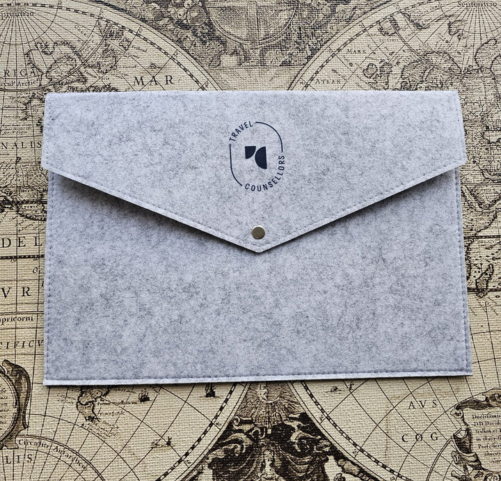 Light Grey Felt Wallet for iPad/Tablets/Slim Laptops