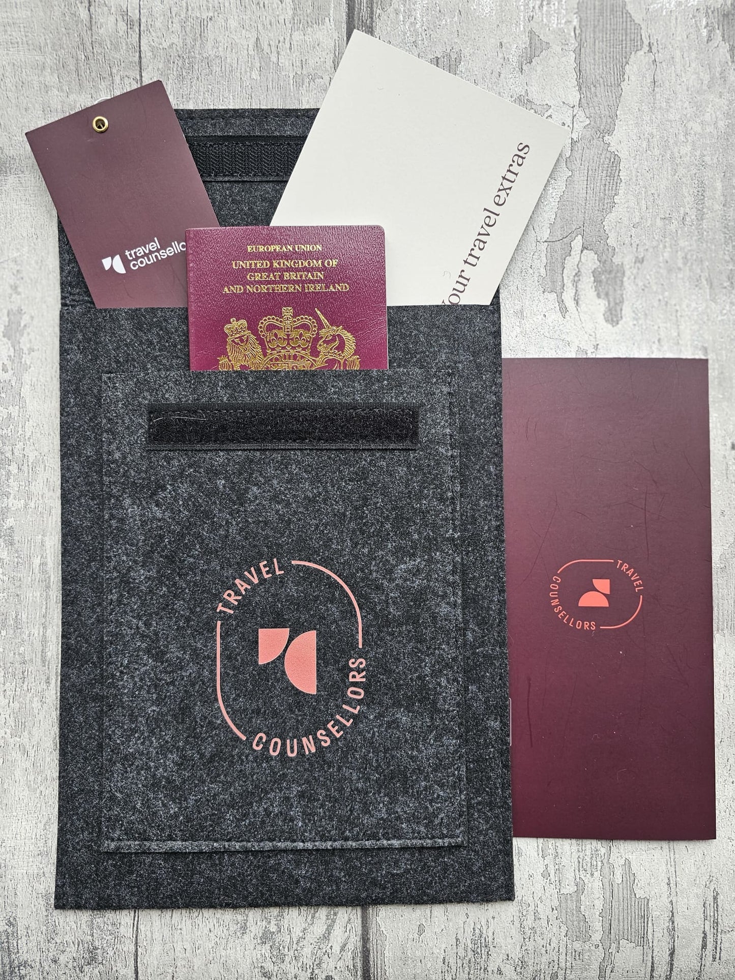 Double Pocket Charcoal with Oval Logo in Bright Cherry