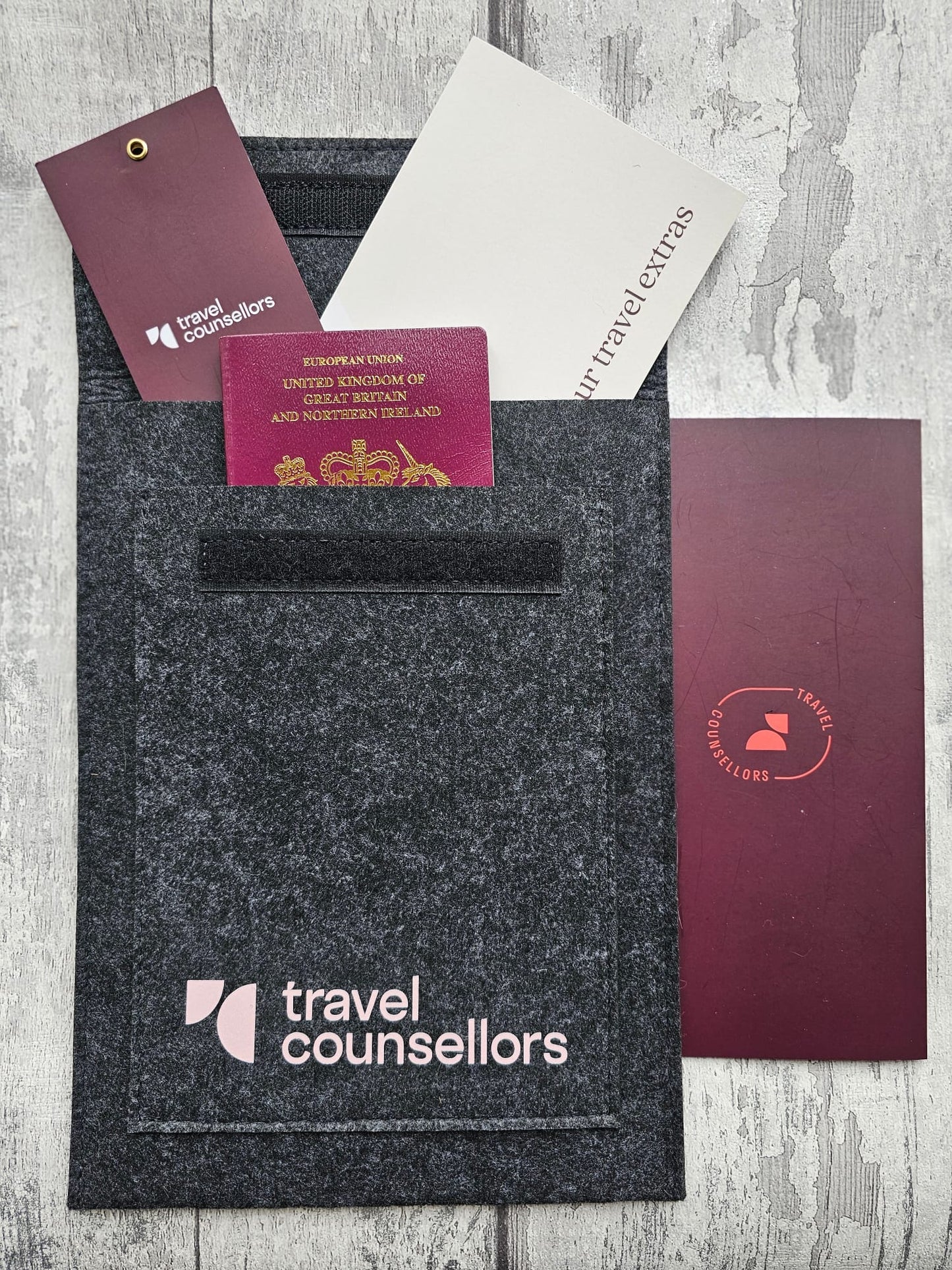 Double Pocket Charcoal with Primary Logo in Light Cherry