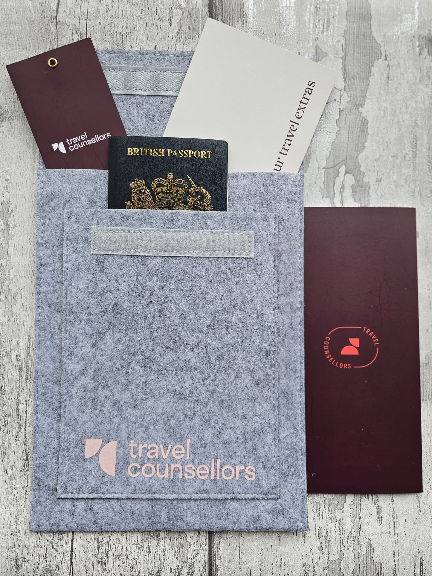 Double Pocket Light Grey with Primary Logo in Light Cherry