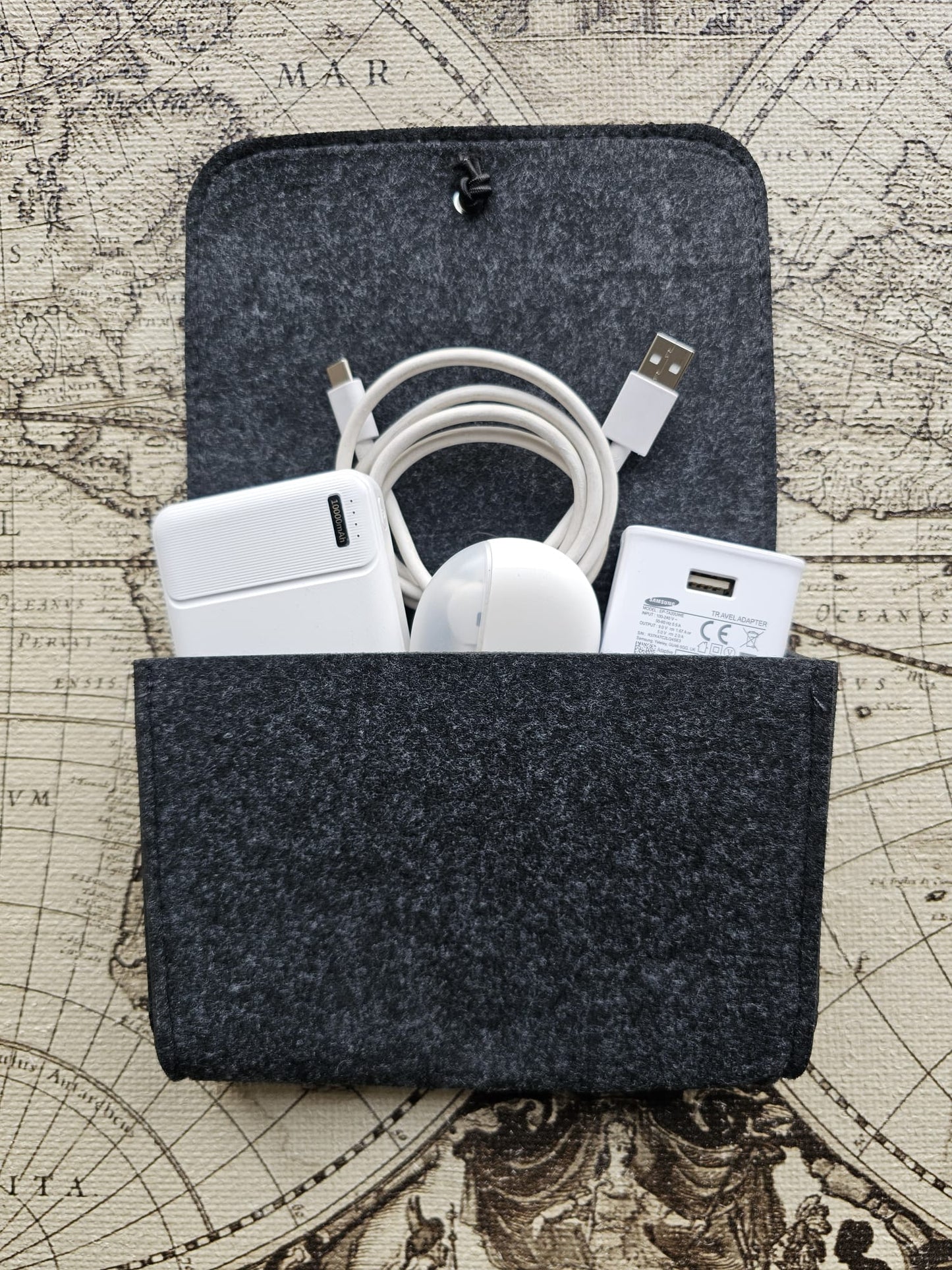 Felt Tech Storage Case Charcoal (Single Pocket with Elastic Cord Closure) Primary Logo