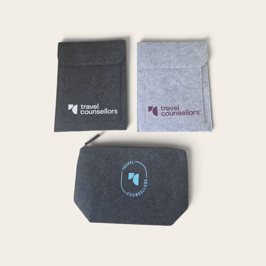2 x Double Pocket Wallets & 1 x Large felt pouch