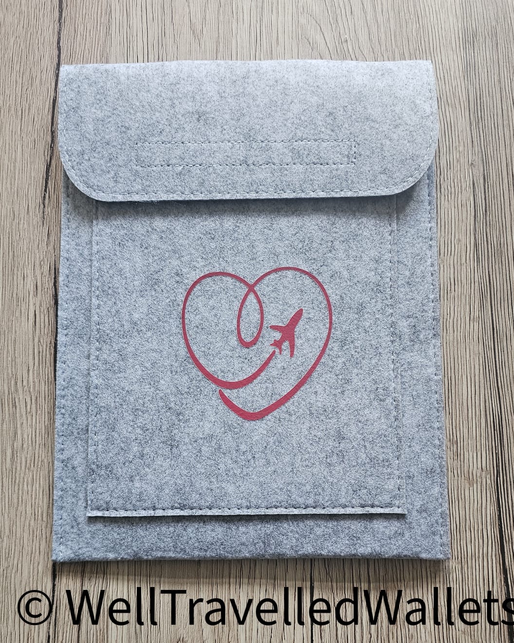 Double Pocket Wallet in Light Grey  - Choose your logo design and colour