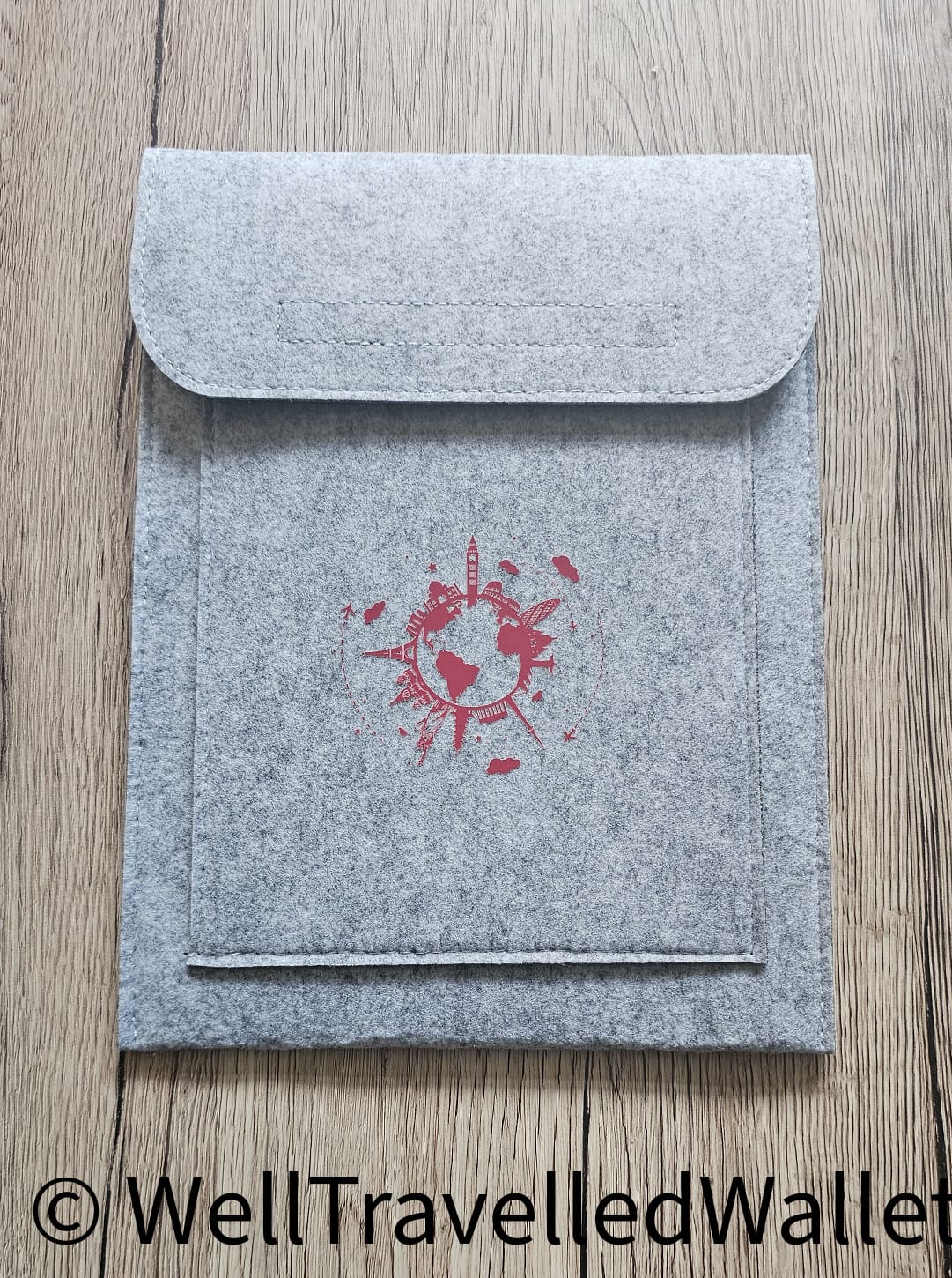 Double Pocket Wallet in Light Grey  - Choose your logo design and colour