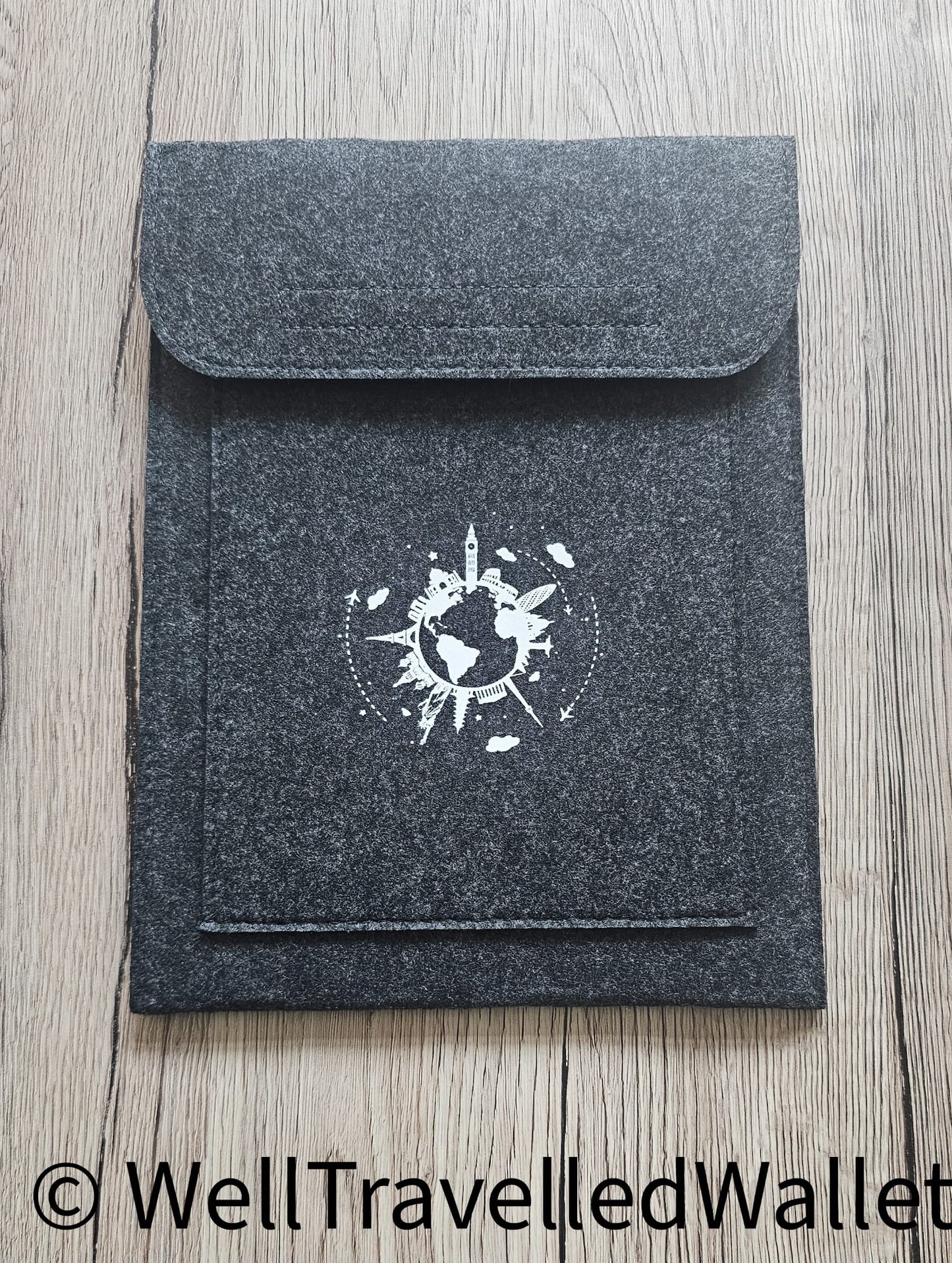 Double Pocket Wallet in Charcoal  - Choose your logo design and colour