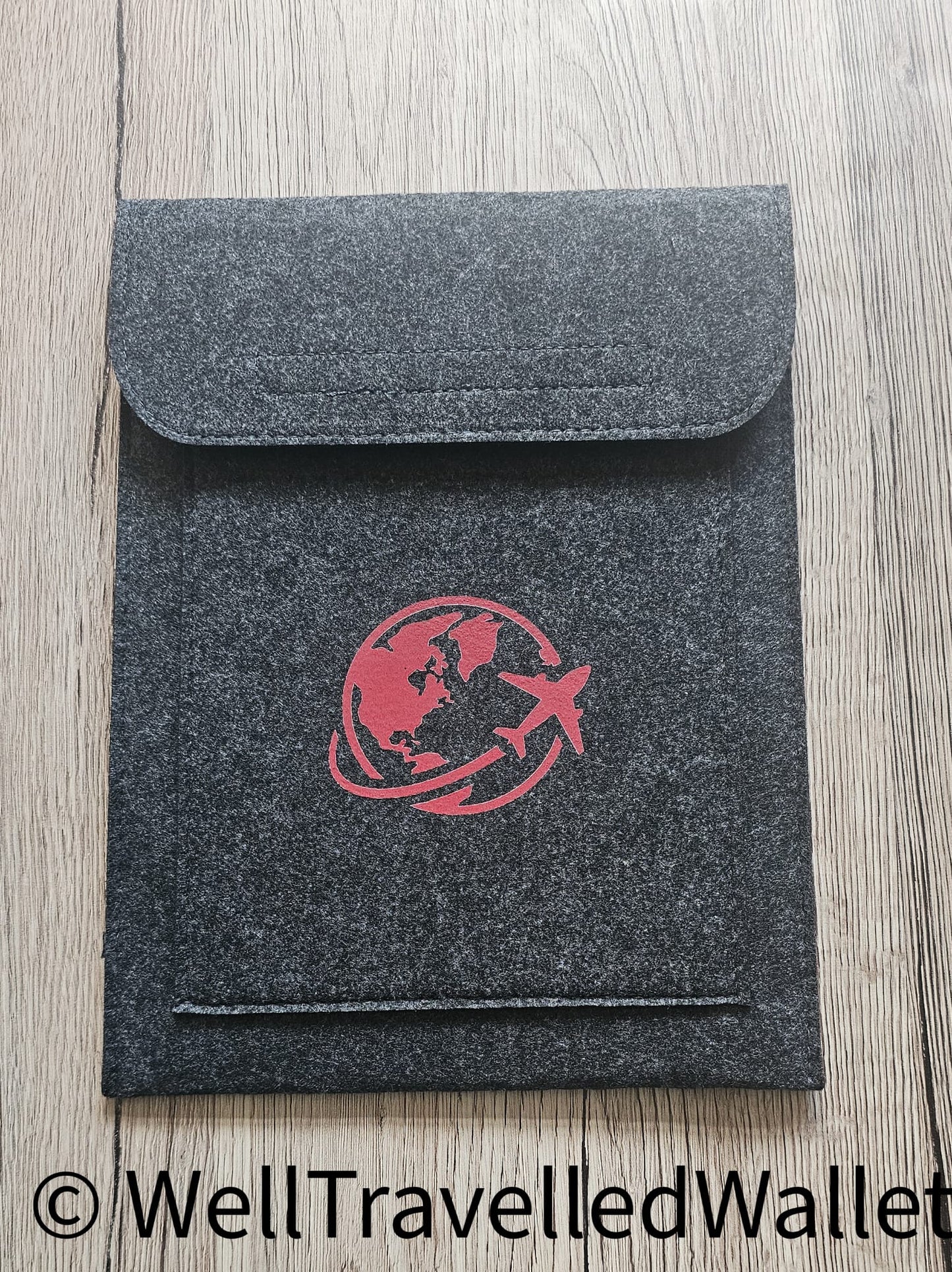 Double Pocket Wallet in Charcoal  - Choose your logo design and colour