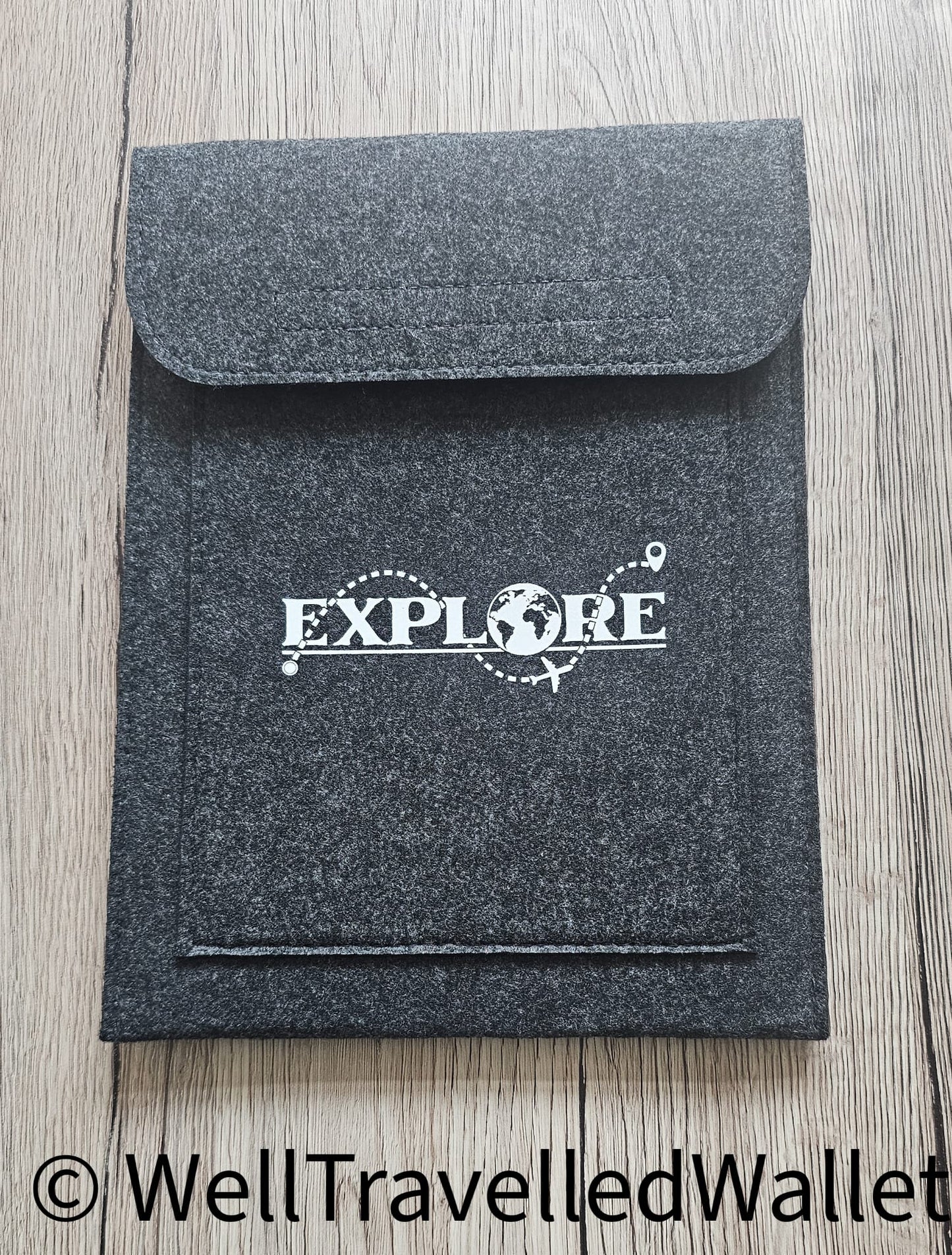 Double Pocket Wallet in Charcoal  - Choose your logo design and colour