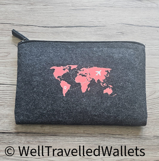 Zip Up Wallet in Charcoal  - Chose your logo design and colour