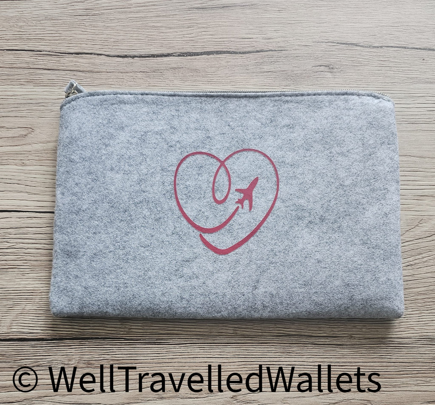 Zip Up Wallet in Light Grey  - Chose your logo design and colour