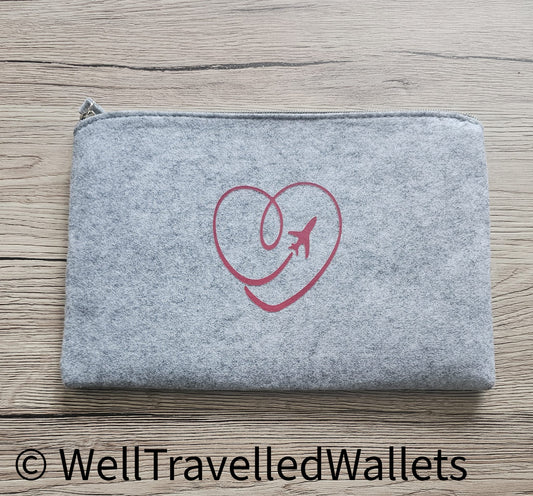 Zip Up Wallet in Light Grey  - Chose your logo design and colour
