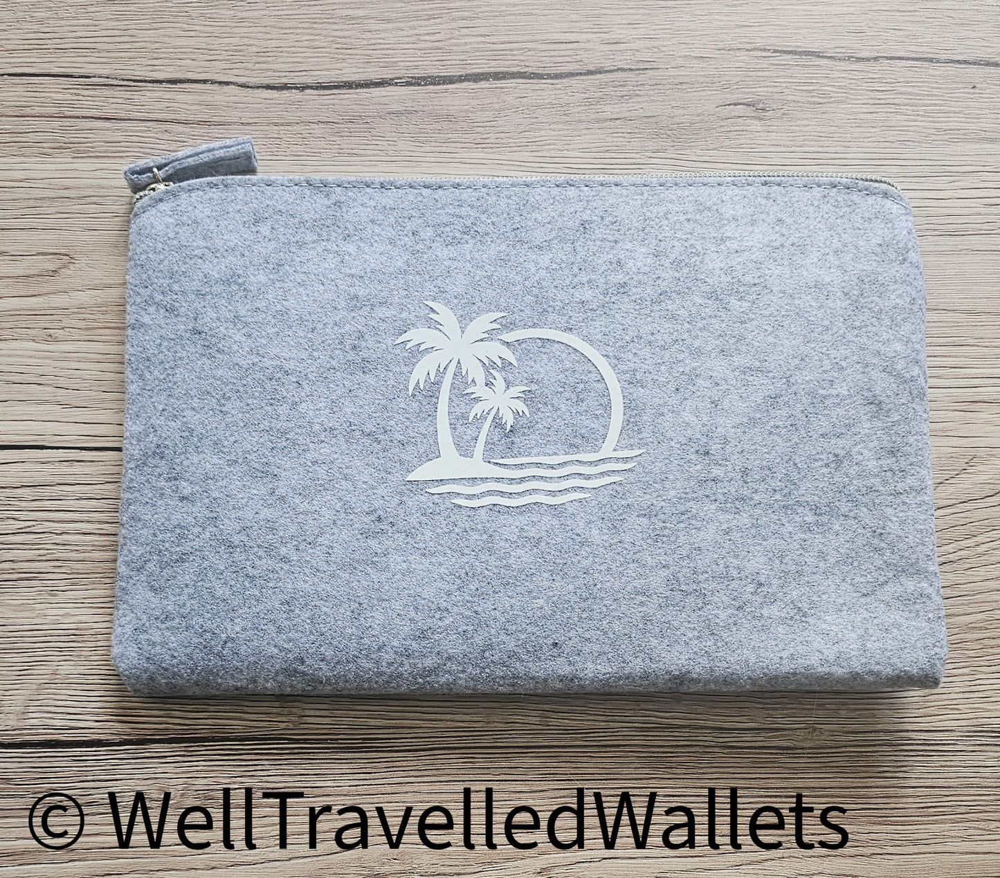 Zip Up Wallet in Light Grey  - Chose your logo design and colour