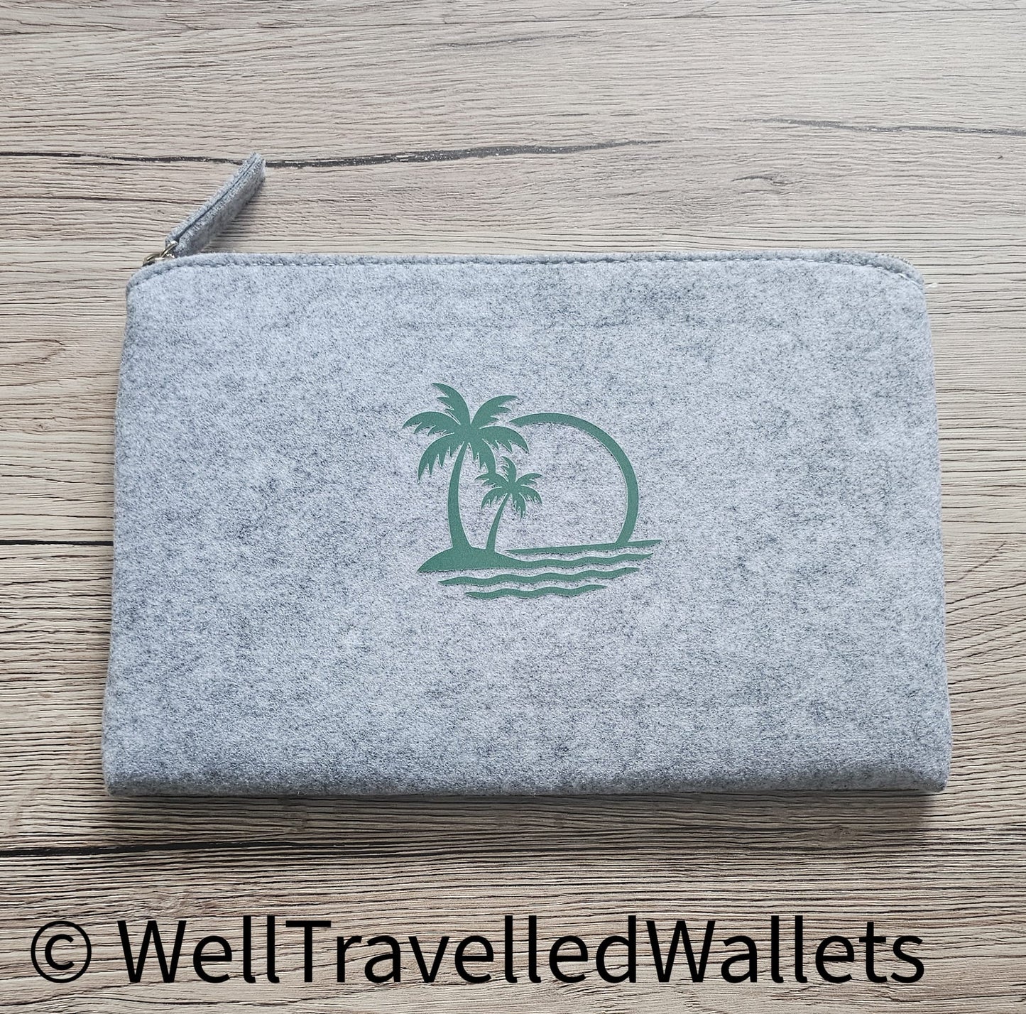 Zip Up Wallet in Light Grey  - Chose your logo design and colour