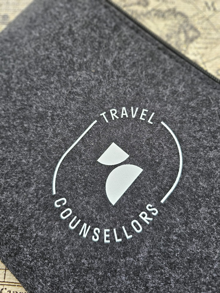 Zip Up Wallet in Charcoal with Oval Logo in various colours