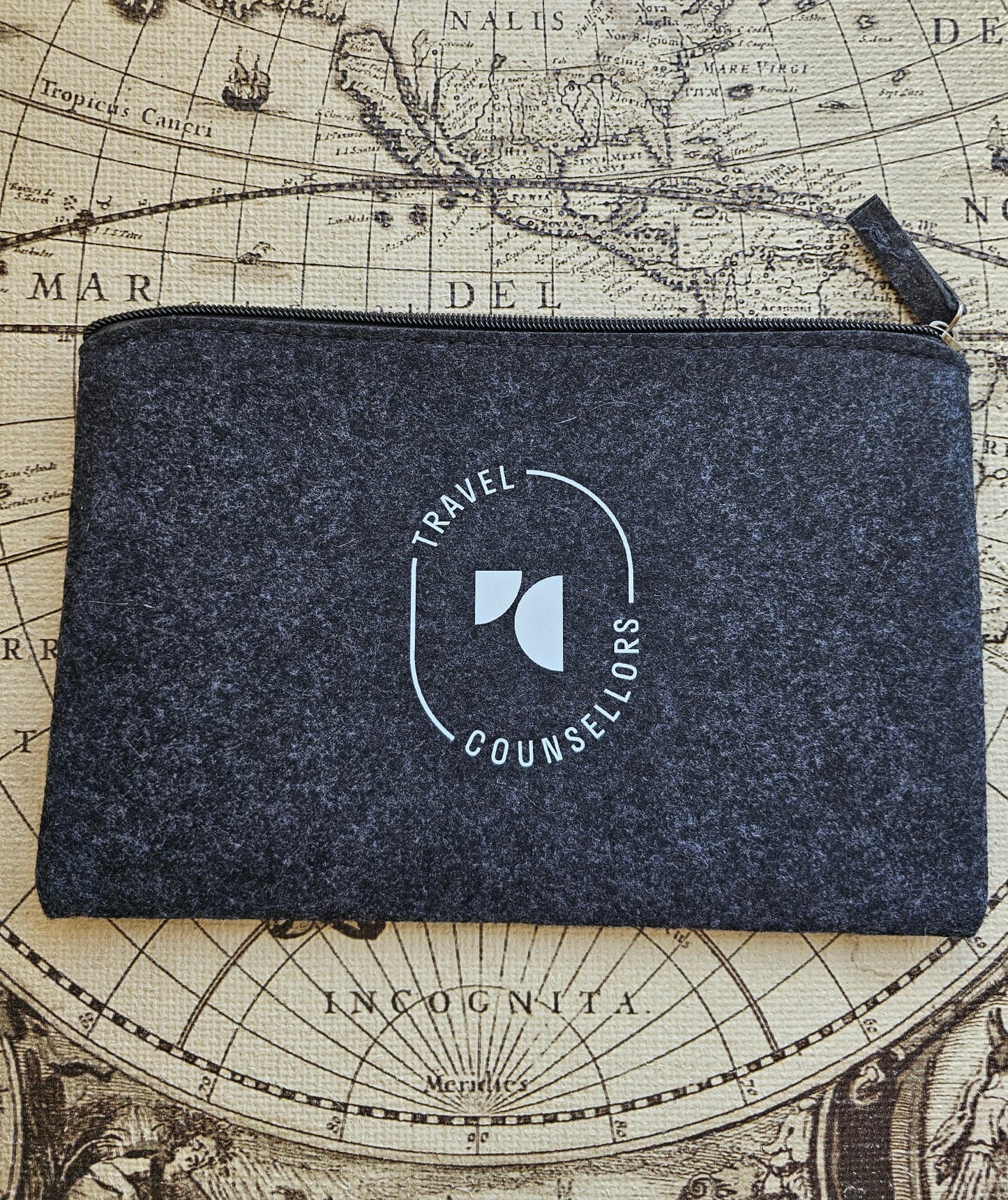 Zip Up Wallet Charcoal with Oval Logo in White