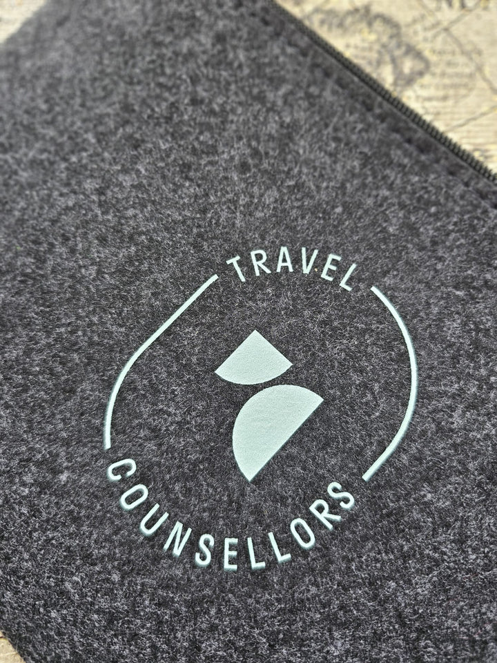 Zip Up Wallet in Charcoal with Oval Logo in various colours