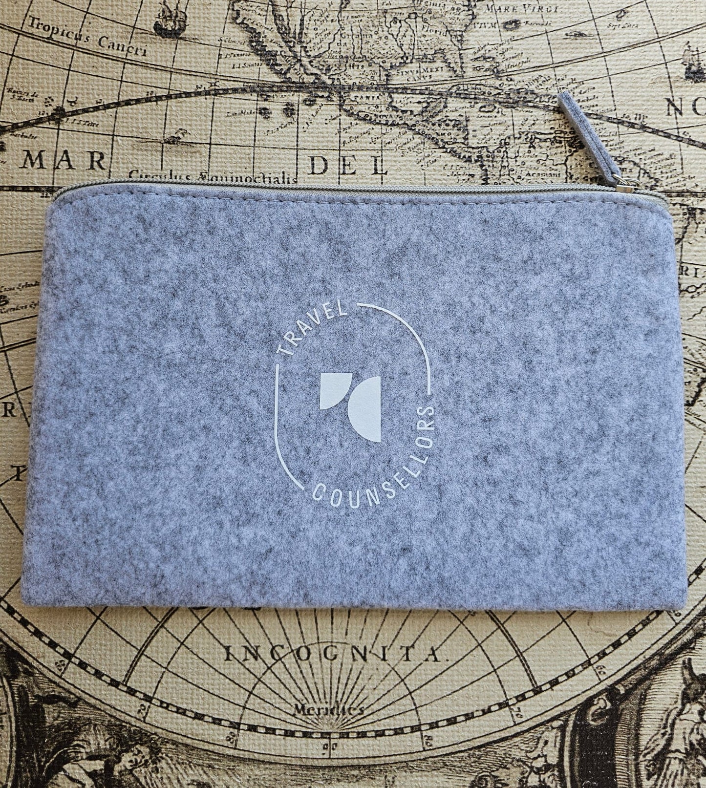Zip Up Wallet Light Grey with Oval Logo in White