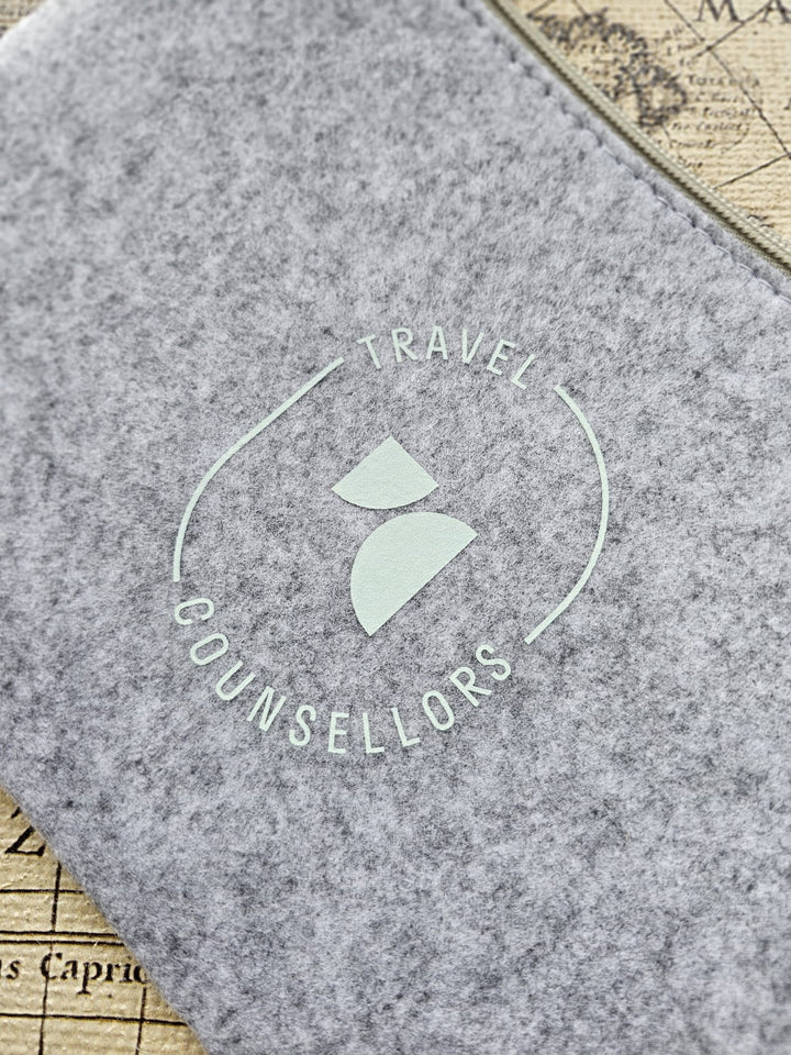 Zip Up Wallet in Light Grey with Oval Logo in various colours