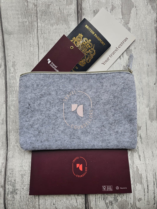 Zip Up Wallet Light Grey with Oval Logo in Light Cherry