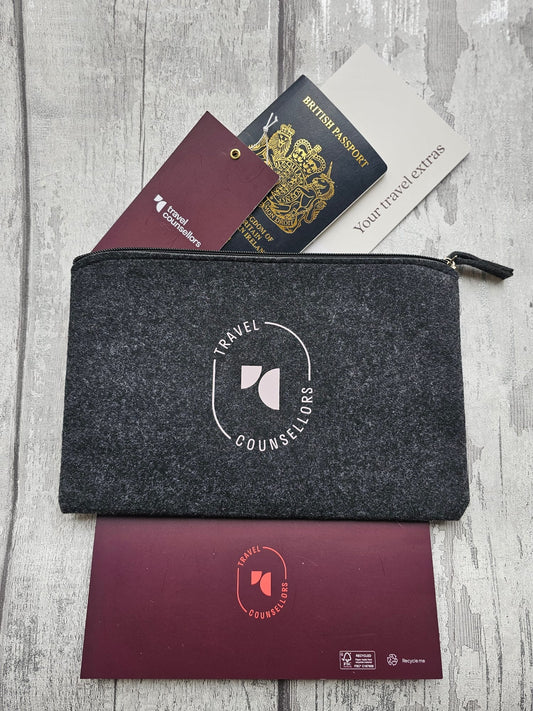 Zip Up Wallet Charcoal with Oval Logo in Light Cherry