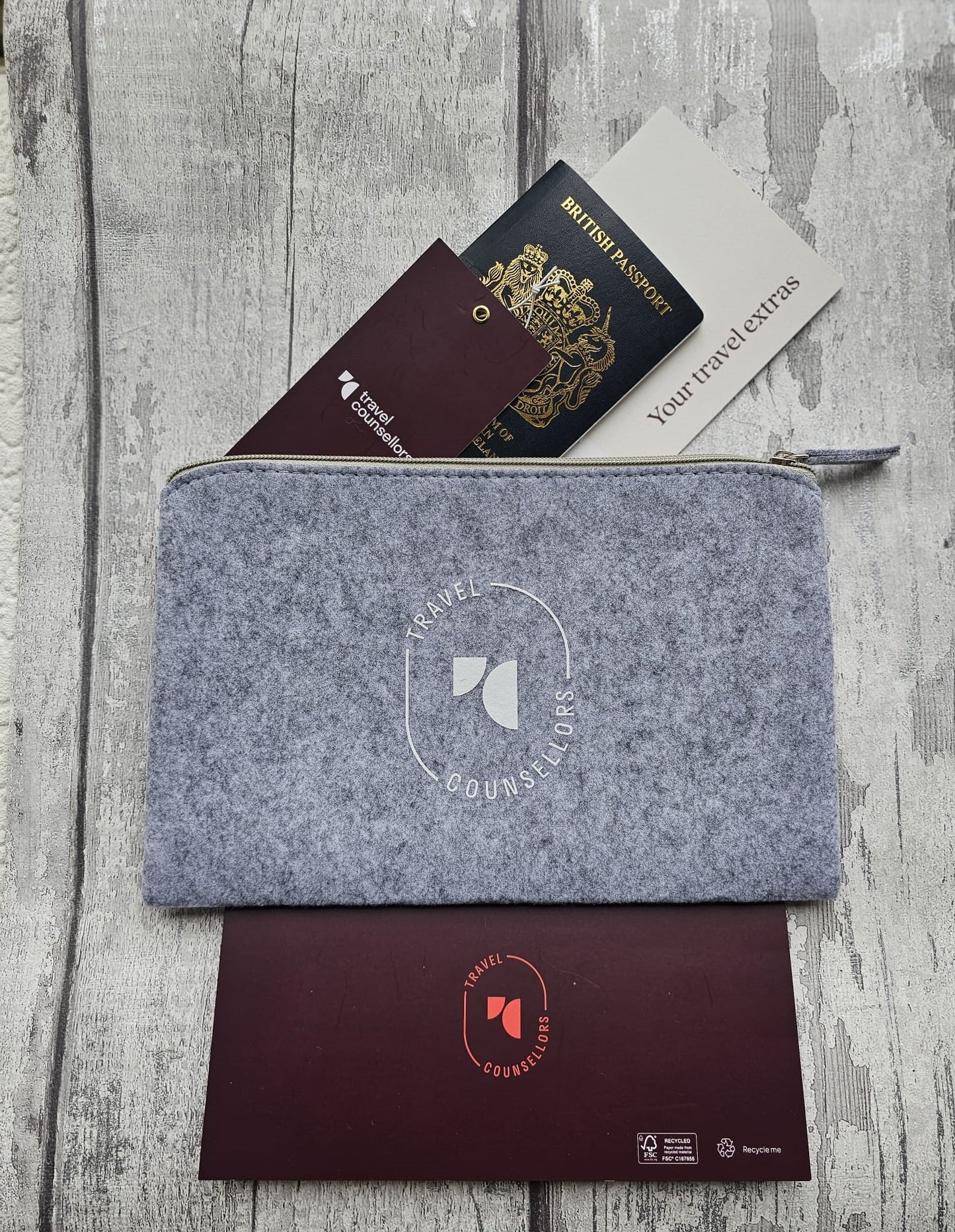 Zip Up Wallet Light Grey with Oval Logo in White