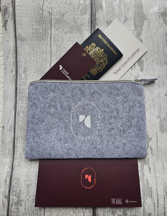 Zip Up Wallet Light Grey with Oval Logo in White