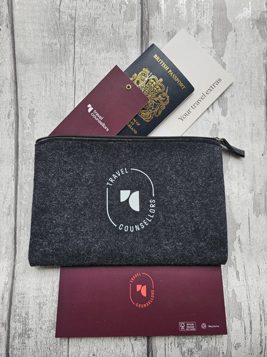 Zip Up Wallet Charcoal with Oval Logo in White