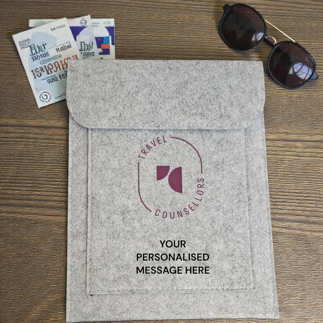 Personalised Double Pocket Wallet in Light Grey with Oval Logo in various colours