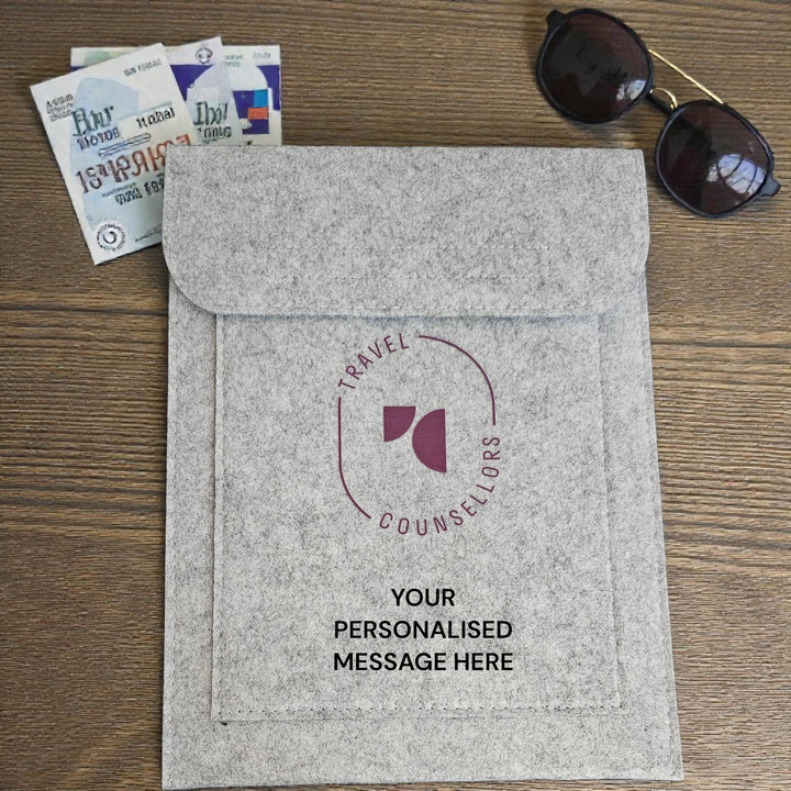 Personalised Double Pocket Wallet in Light Grey with Oval Logo in various colours