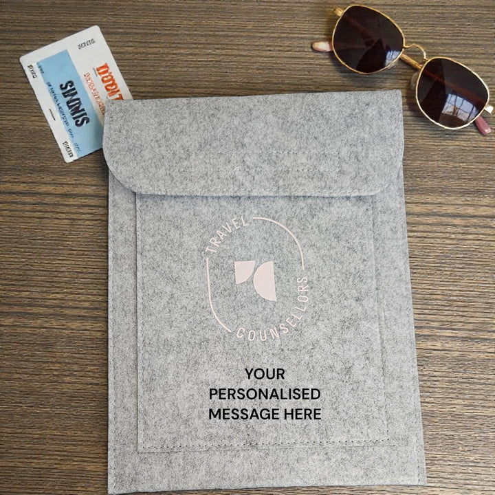 Personalised Double Pocket Wallet in Light Grey with Oval Logo in various colours
