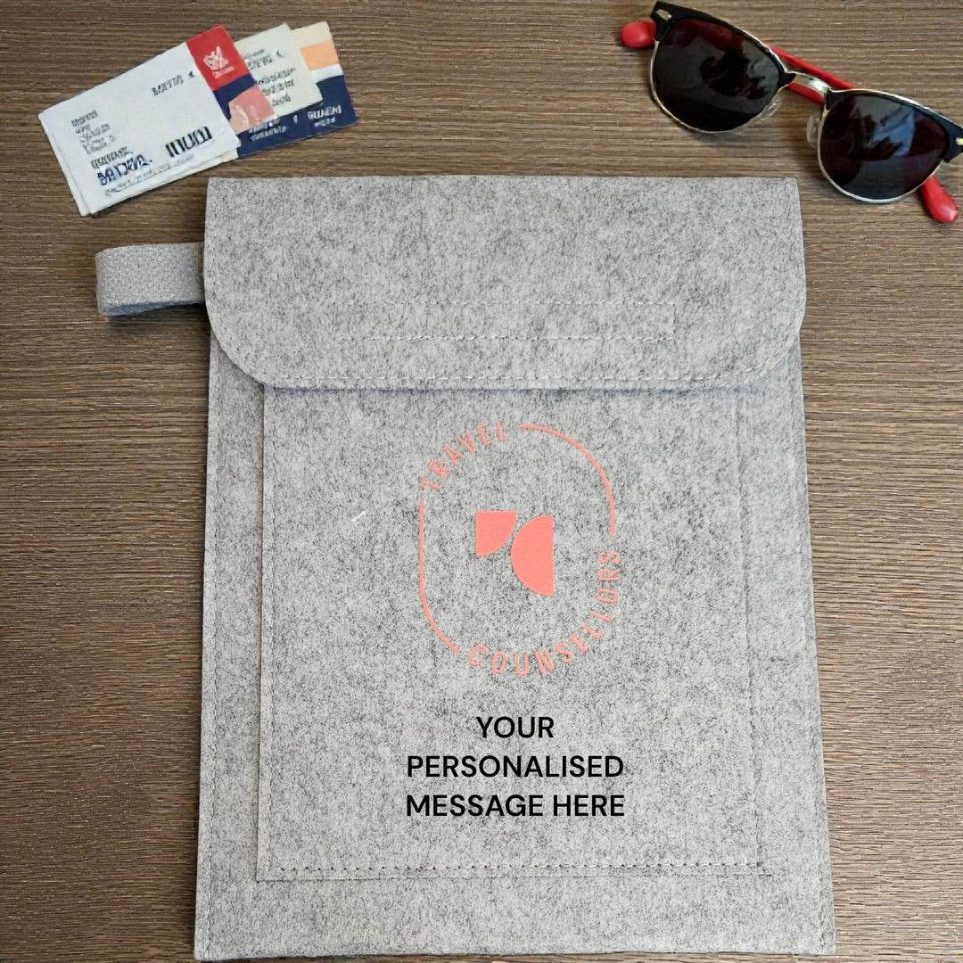 Personalised Double Pocket Wallet in Light Grey with Oval Logo in various colours
